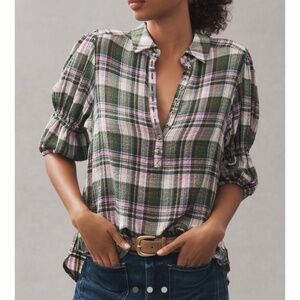 Pilcro Anthropologie Tallulah Puff Sleeve Top